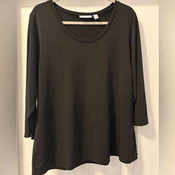 Susan Graver Women’s Liquid Knit Top Black 3/4 Sleeves Size Large - Picture 1 of 3